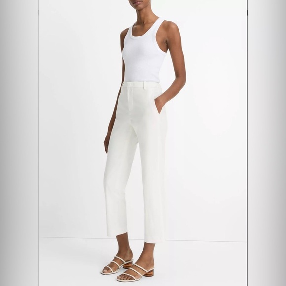 VINCE Mid-Rise Italian Stretch-Cotton Chino Pant Sz 4 White - Picture 4 of 15